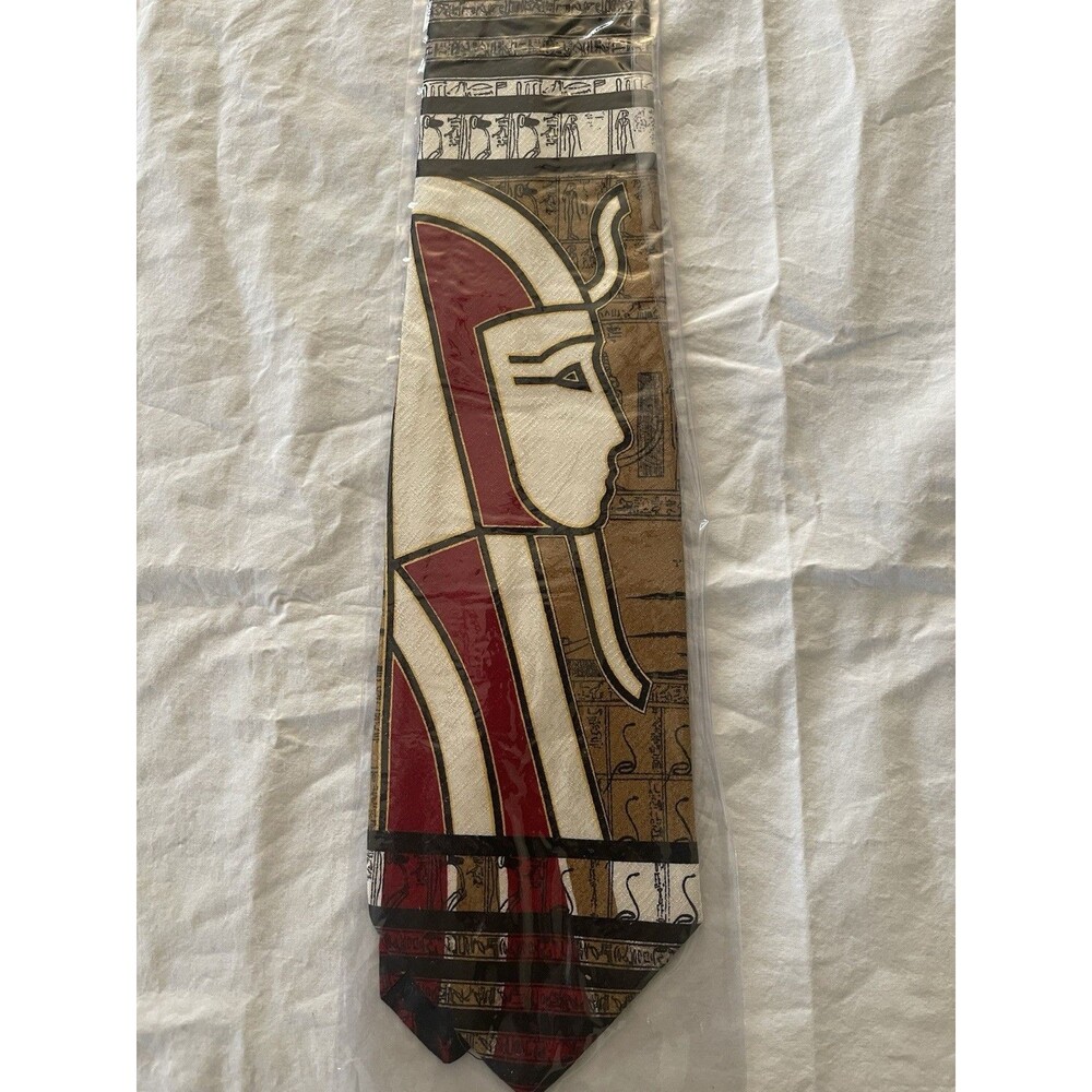 New Vintage Dead Stock 1980’s Claude Montana 100% Silk Tie Egyptian Pharaoh
